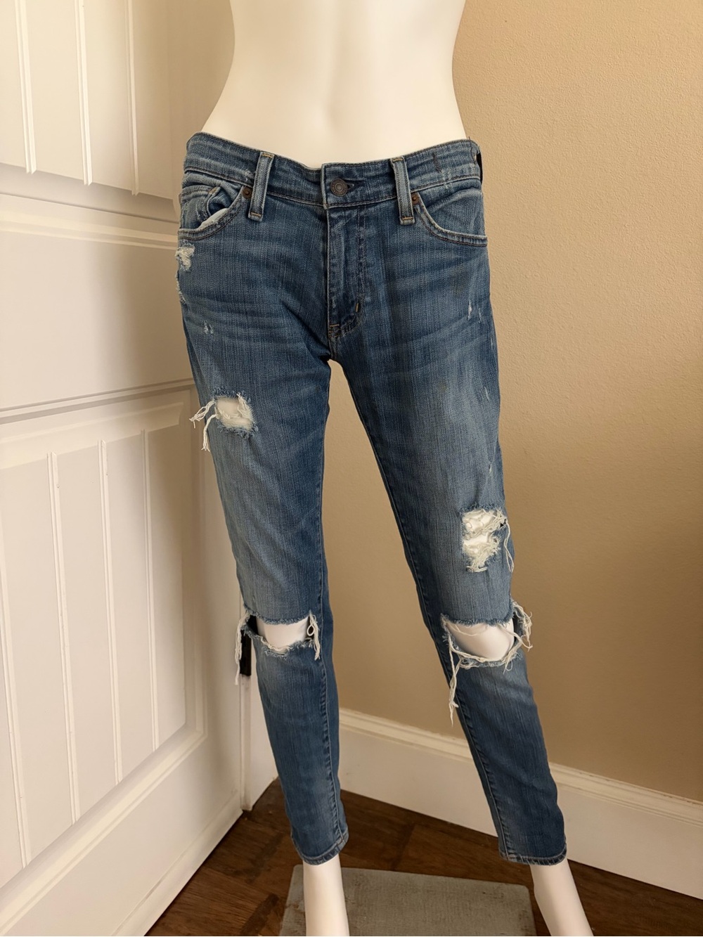 Vintage Ralph Lauren Distressed Blue Slim Jeans